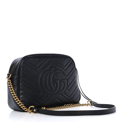 Gucci Calfskin Matelasse Medium GG Marmont Chain Shoulder Bag Black 2 of 4