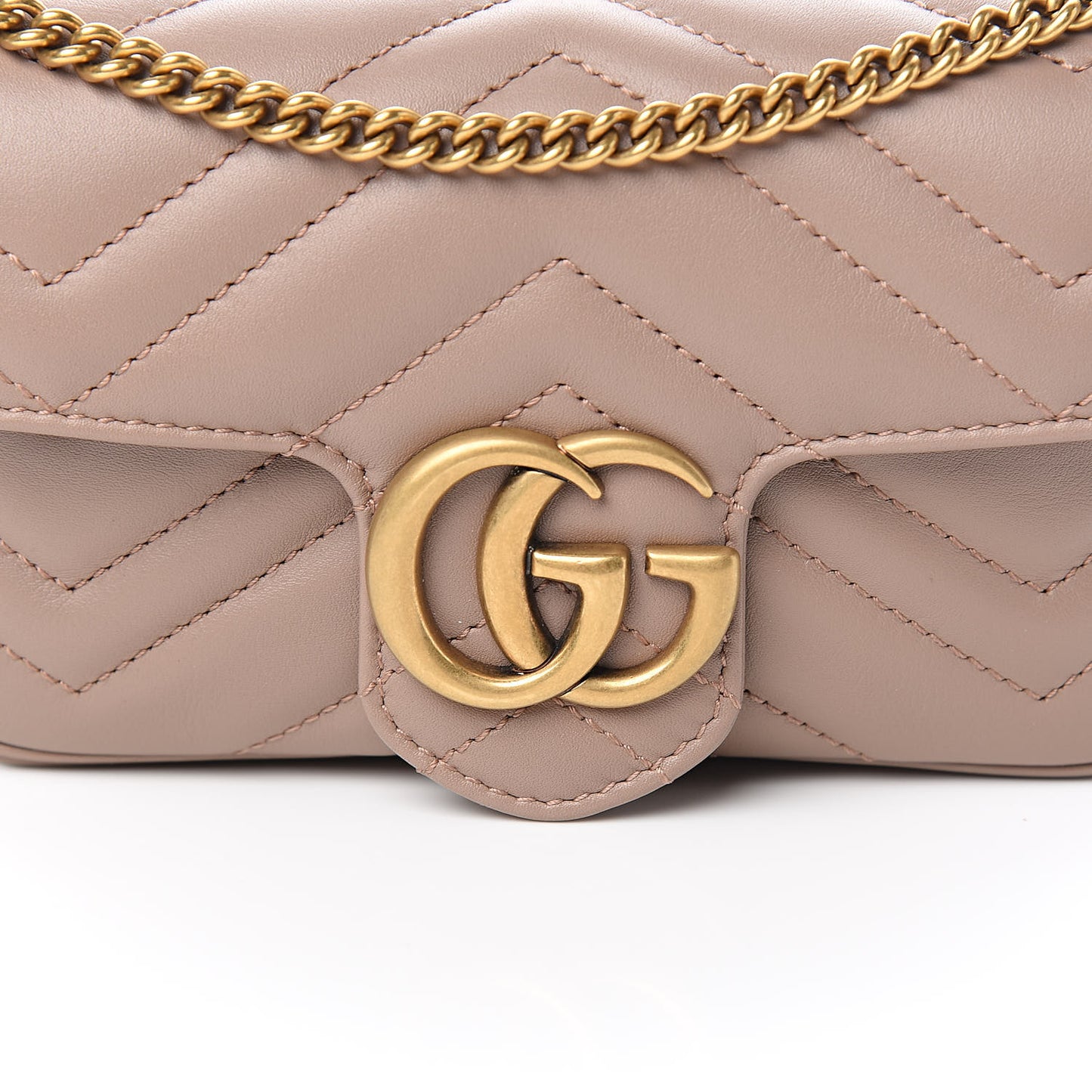 Calfskin Matelasse Super Mini GG Marmont Shoulder Bag Porcelain Rose