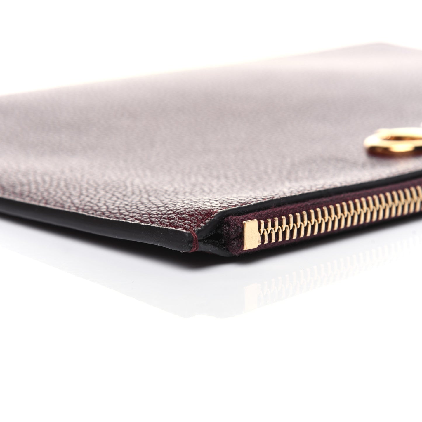 Grainy Calfskin Zumi Zip Pouch Vintage Bordeaux