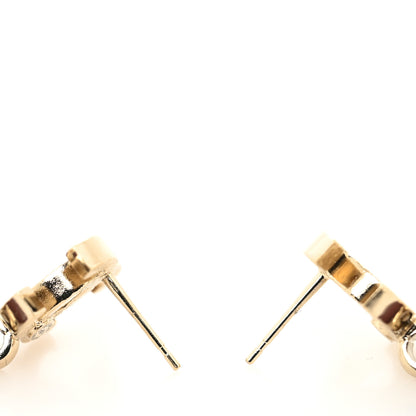 Chanel Resin Crystal CC Heart Drop Earrings Red Gold 3 of 4