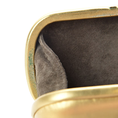 Bottega Veneta Gilded Waxed Leather Knot Clutch Gold Green 9 of 13