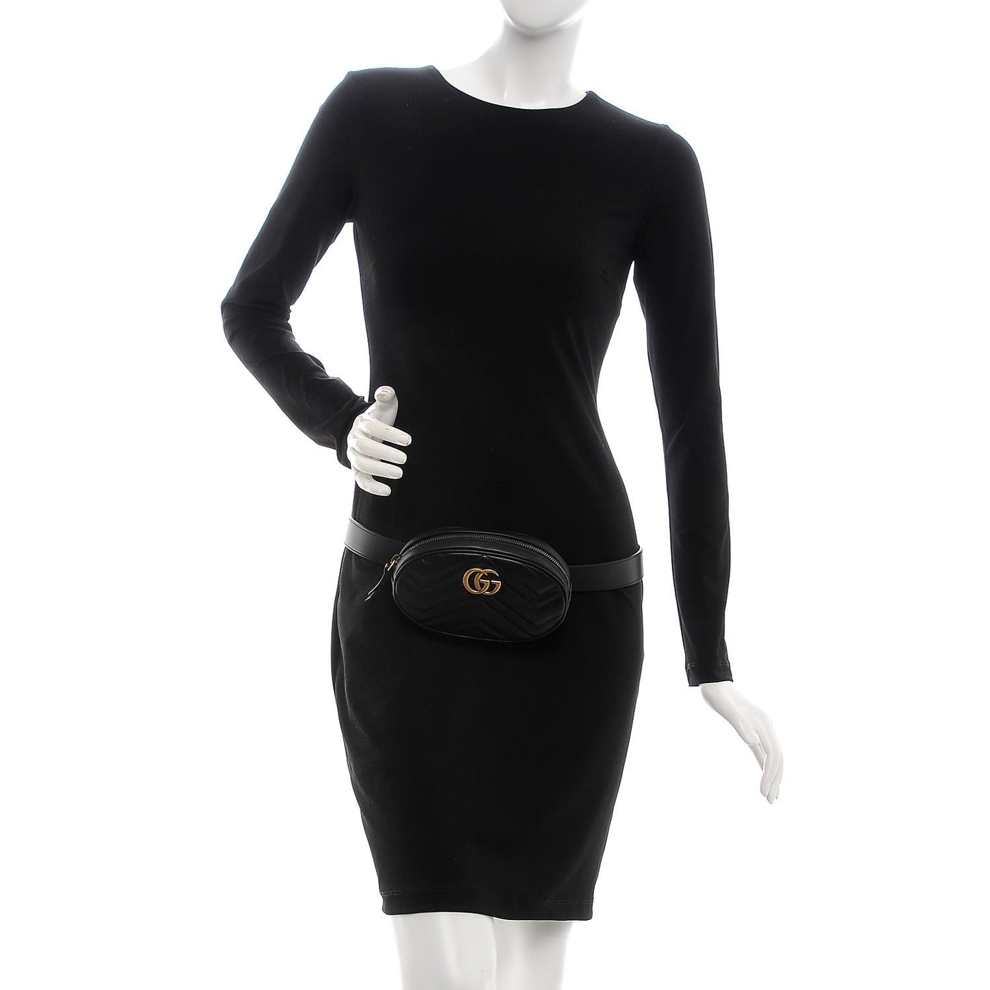 Calfskin Matelasse GG Marmont Belt Bag 85 34 Black