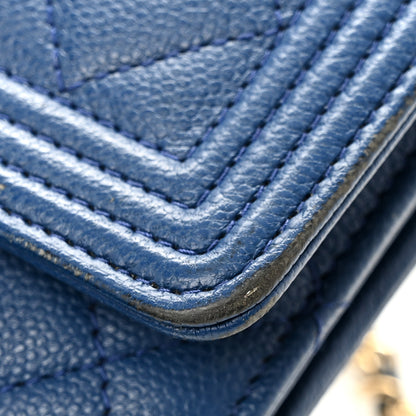Chanel Caviar Quilted Boy Wallet On Chain WOC Dark Blue 14 of 15
