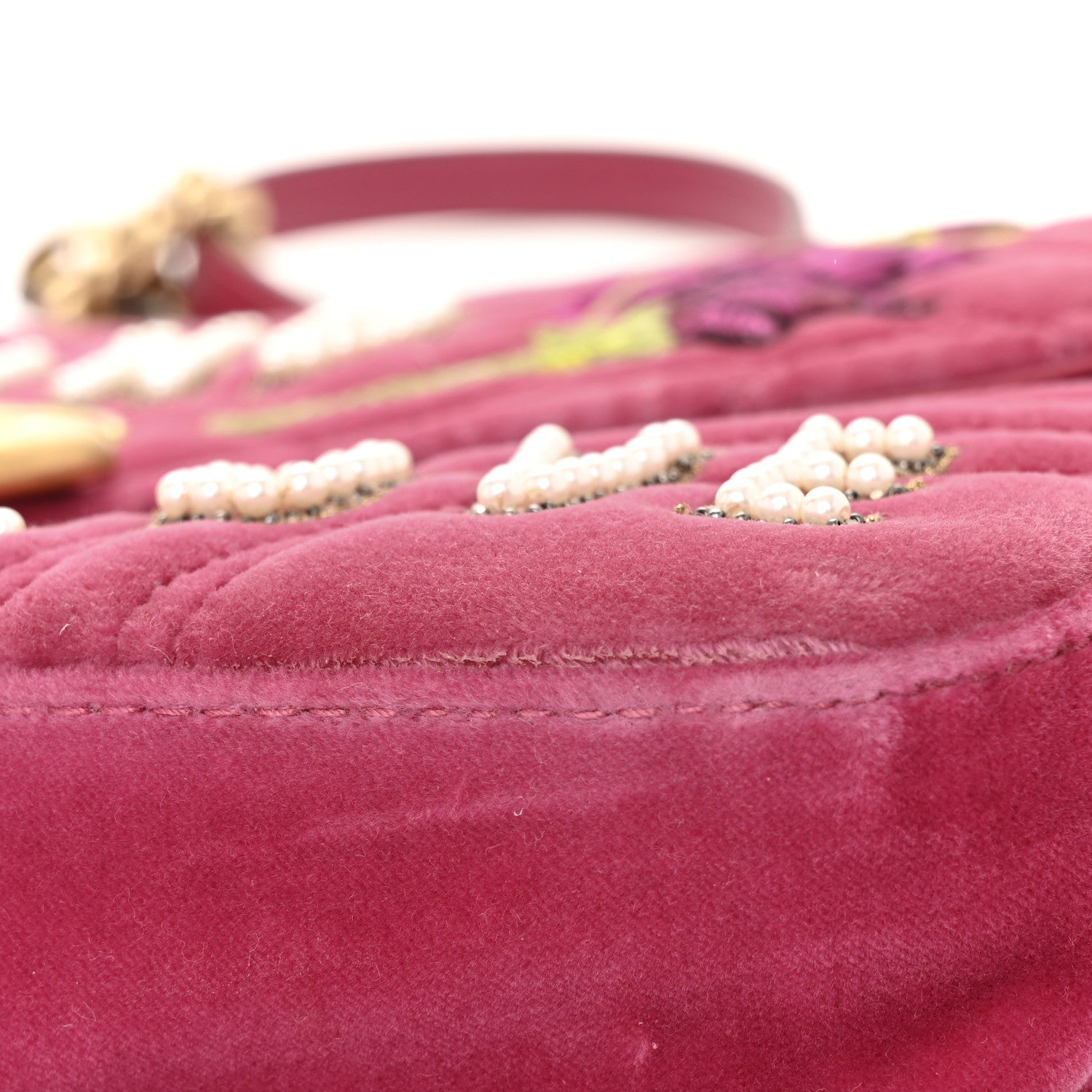 Gucci Velvet Matelasse Blind for Love Embroidered Medium GG Marmont Shoulder Bag Light Raspberry Rose Multicolor 11 of 13