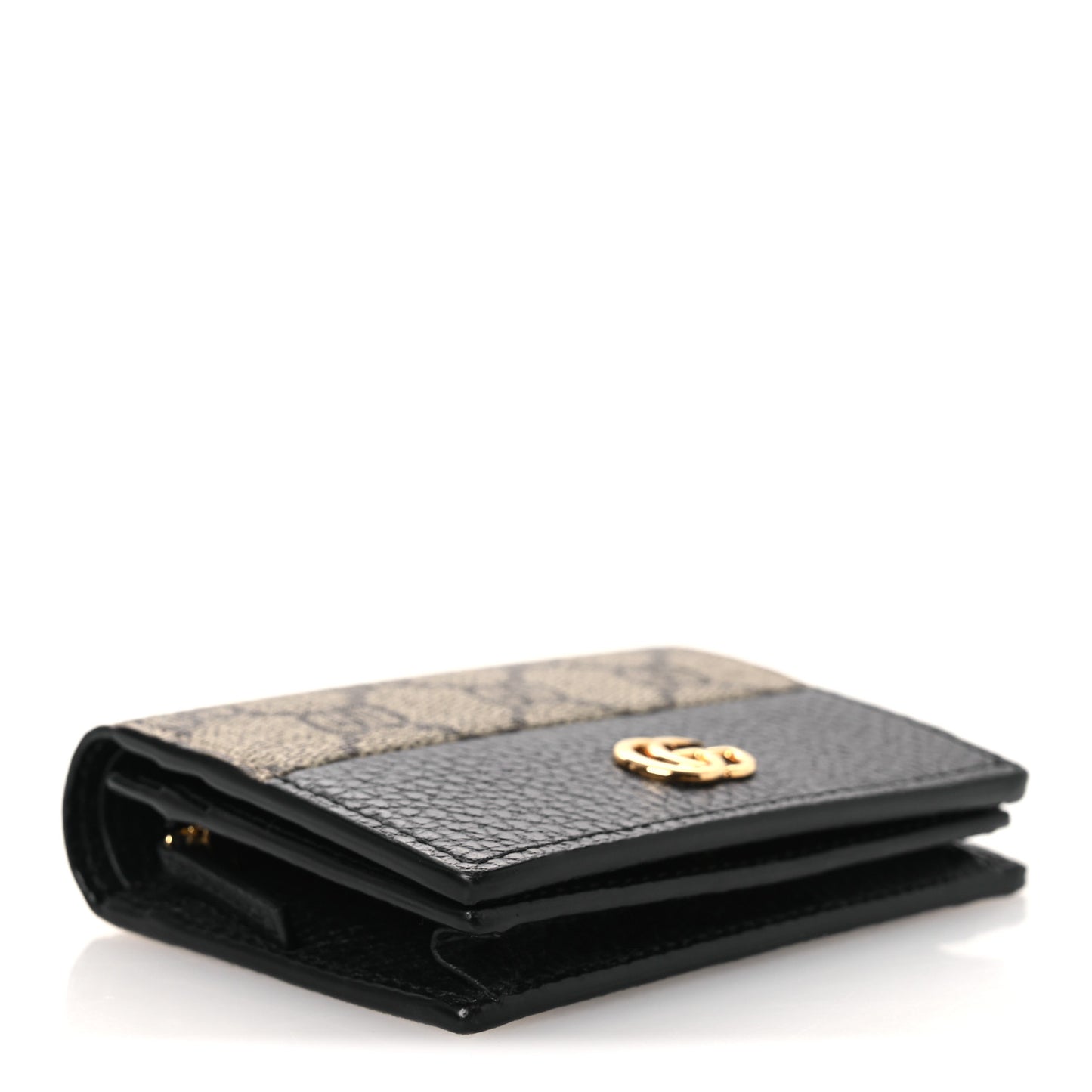 Dollar Calfskin GG Supreme Monogram GG Marmont Card Case Black Beige Ebony