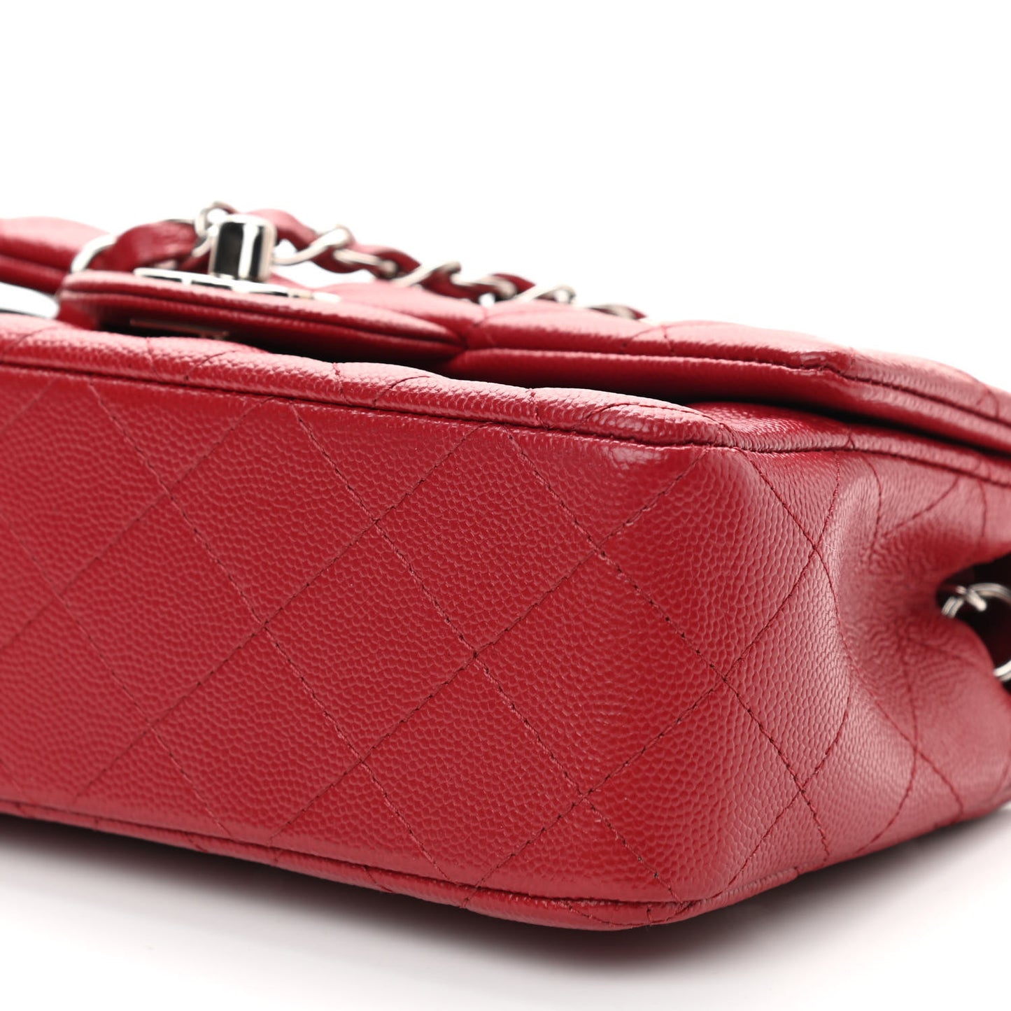 Caviar Quilted Mini Rectangular Flap Red