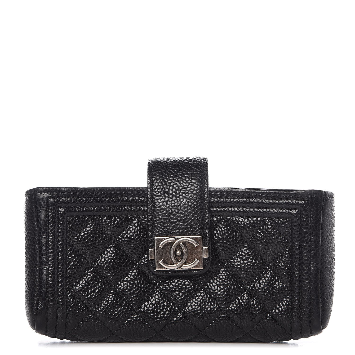 Chanel Caviar Quilted Mini Boy Phone Holder Clutch Black 1 of 8