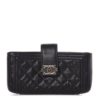 Chanel Caviar Quilted Mini Boy Phone Holder Clutch Black 1 of 8