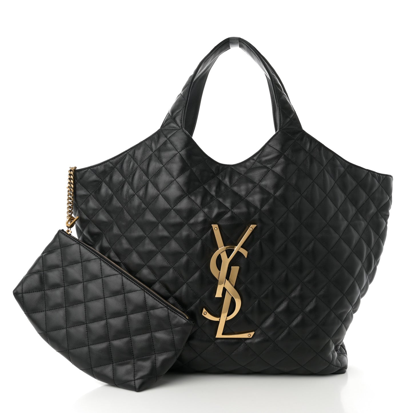 Lambskin Quilted Maxi Icare Shopping Tote Black