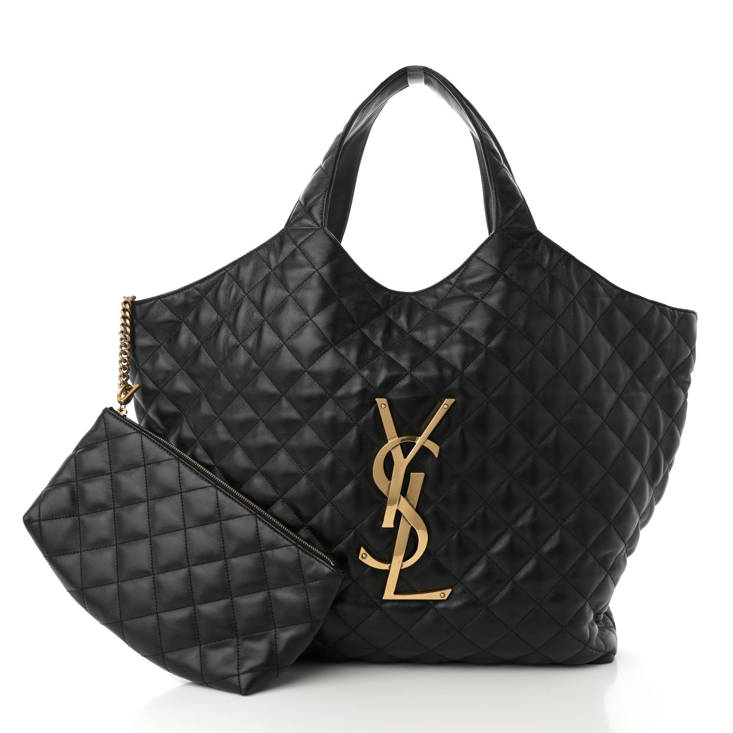 Saint Laurent Lambskin Quilted Maxi Icare Shopping Tote Black 3 of 11