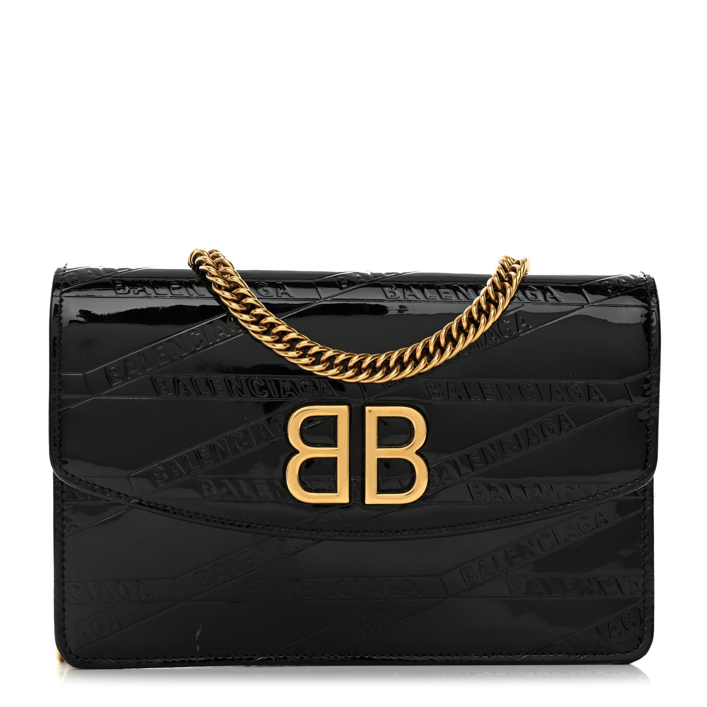 Patent Losange Monogram Embossed BB Wallet On Chain Black