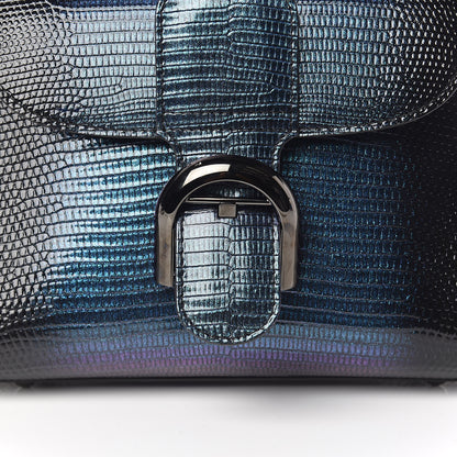 Delvaux Iridescent Lizard Mini Brillant Satchel Black 9 of 9