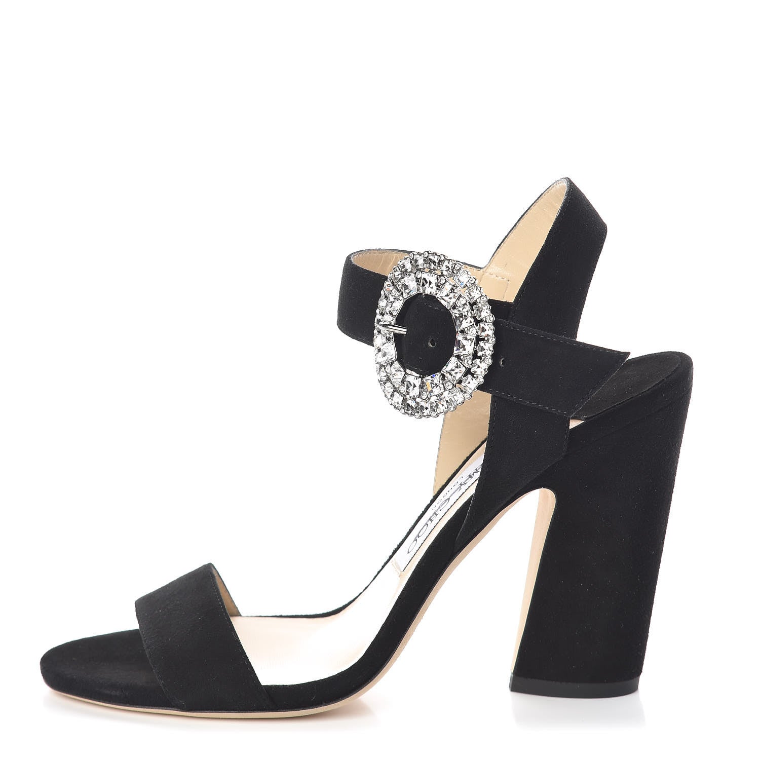 Jimmy Choo Suede Crystal Mischa Sandals 37 Black 1 of 7