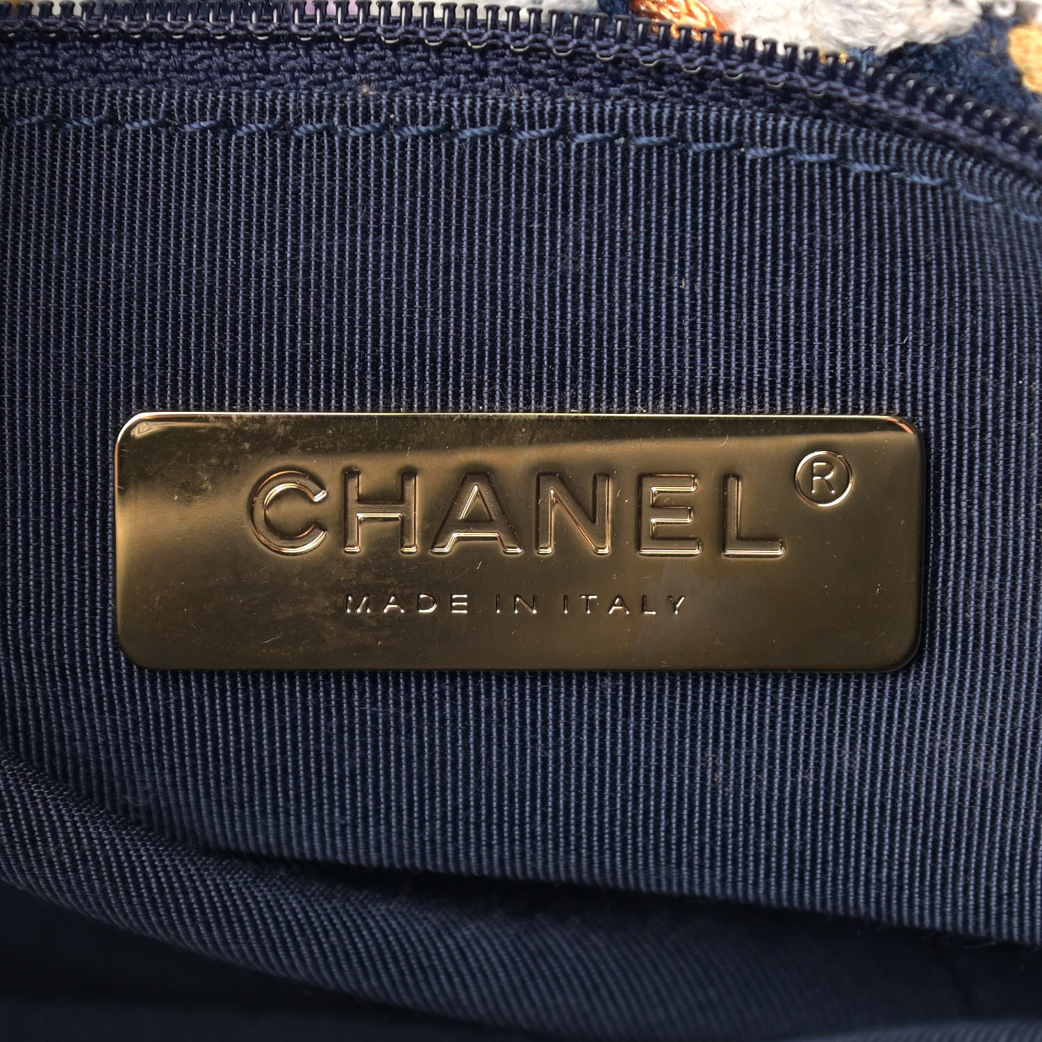 Chanel Tweed Quilted Maxi Chanel 19 Flap Ecru Navy Blue Multicolor 6 of 9