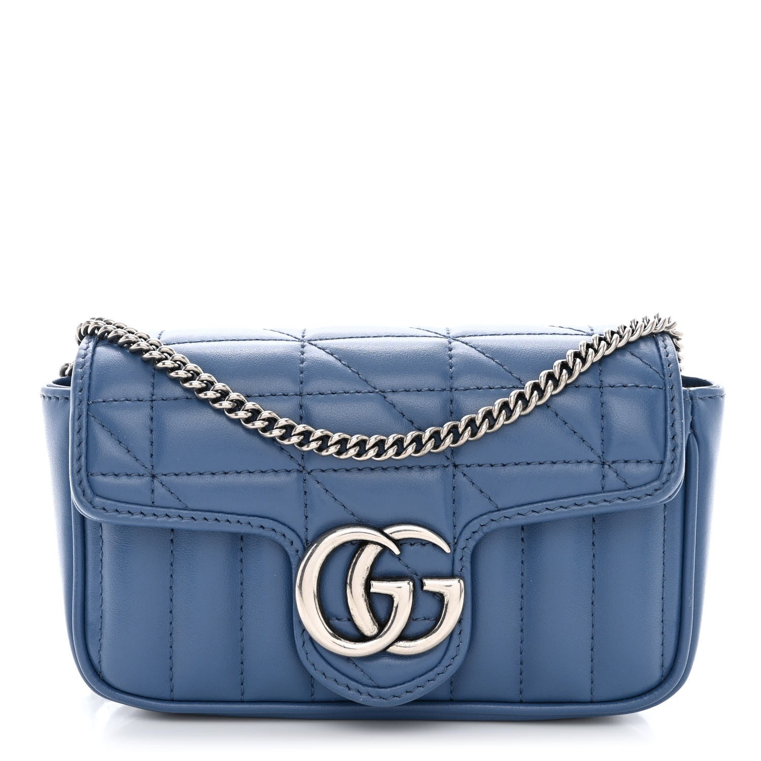 Gucci Calfskin Matelasse Aria Super Mini GG Marmont Shoulder Bag Clear Blue 1 of 10