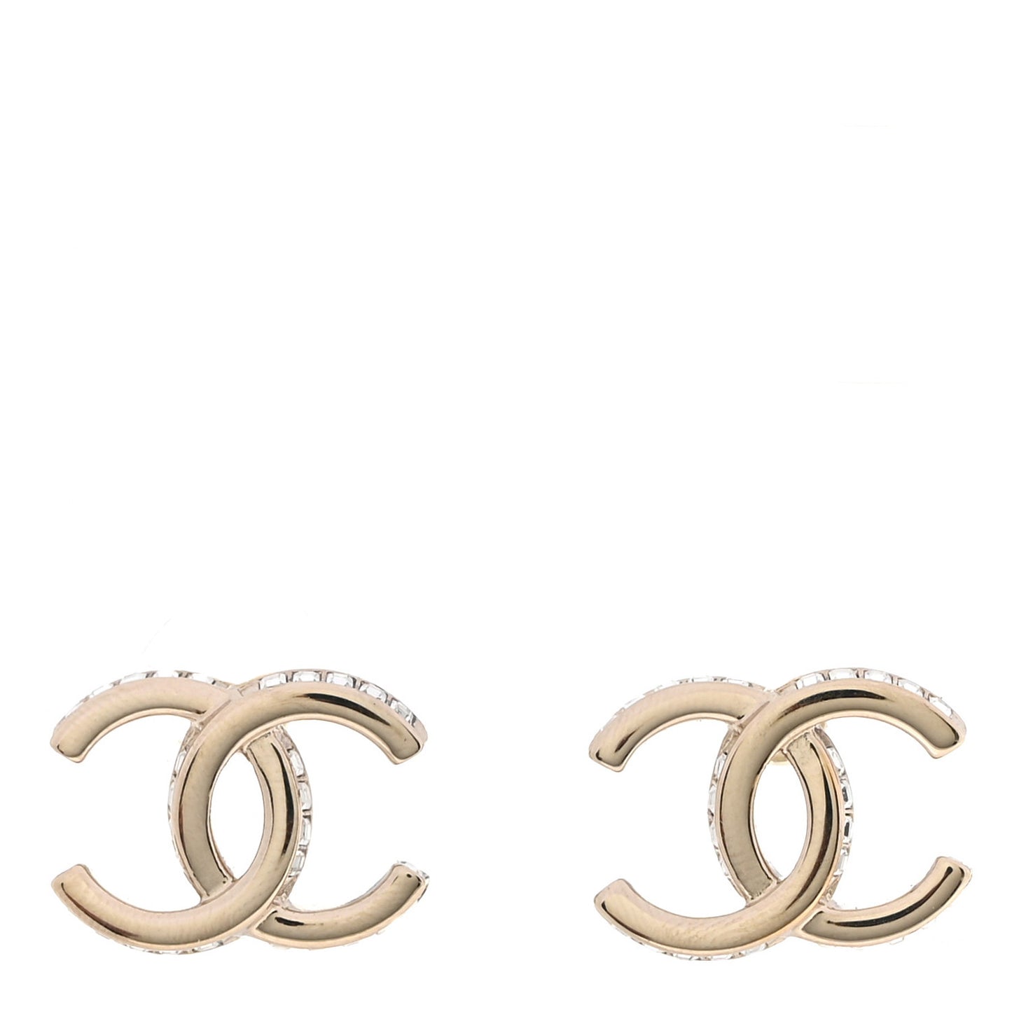Metal Crystal CC Earrings