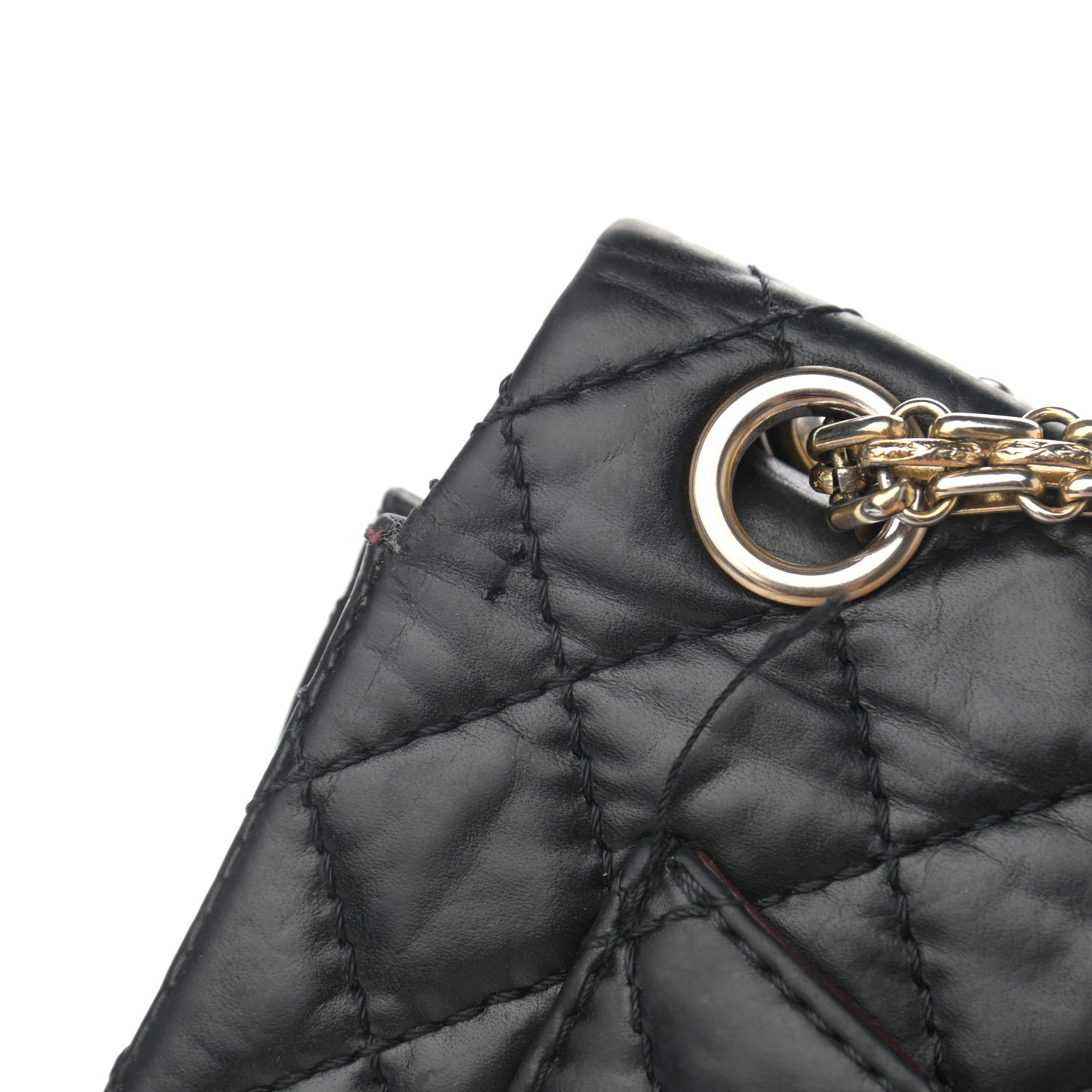 Aged Calfskin Quilted 2.55 Reissue 224 Flap Black