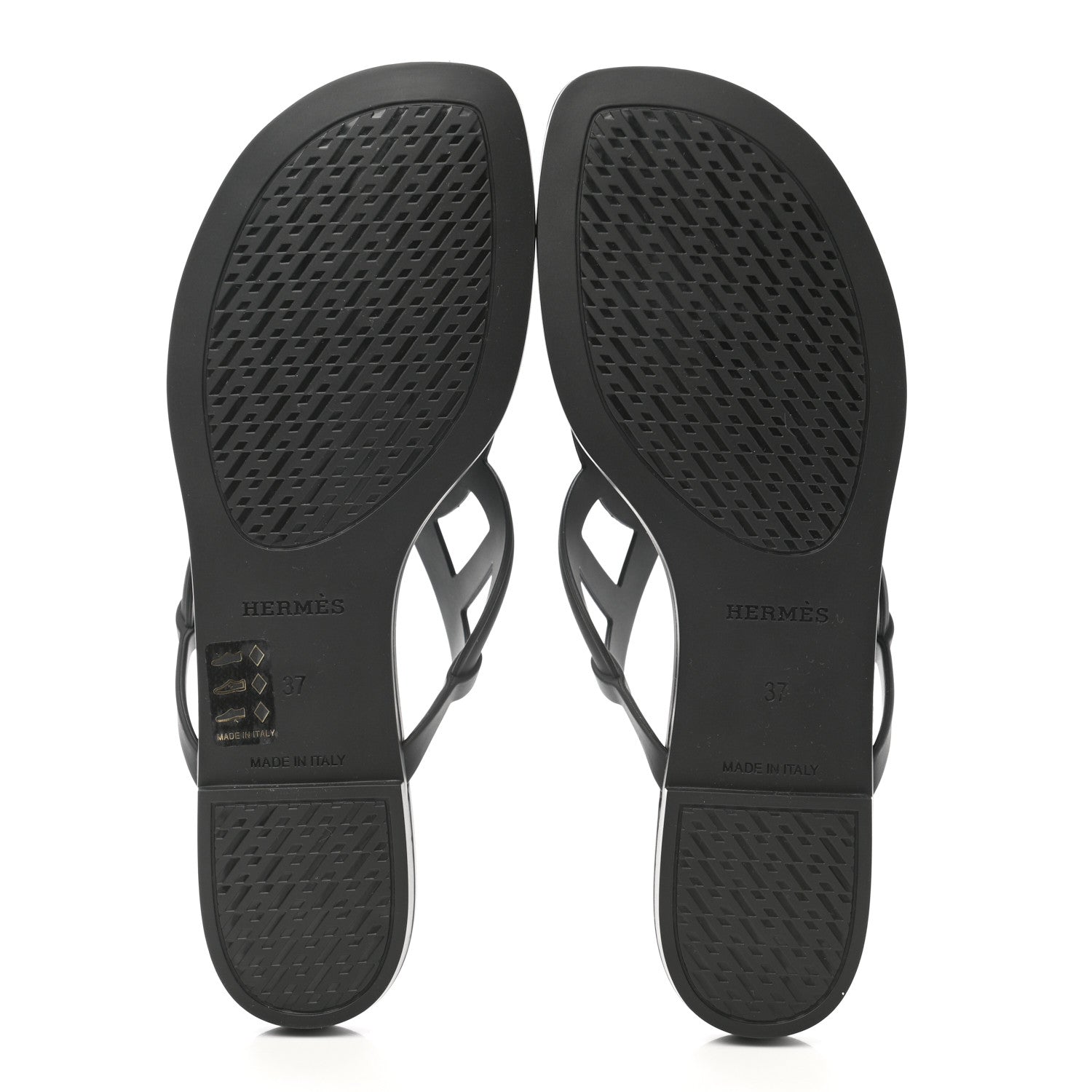 Hermes Rubber Womens Egerie Sandals 37 Black 5 of 9