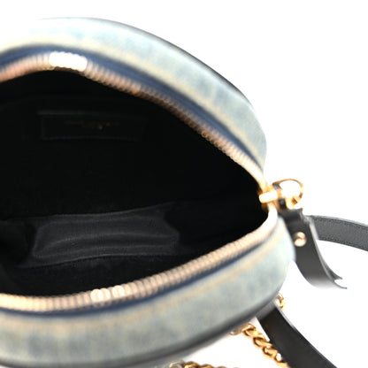 Saint Laurent Denim Quilted Monogram Round Crossbody Bag Rodeo Blue 4 of 10