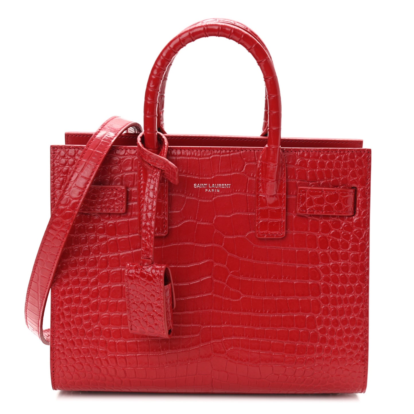 Calfskin Crocodile Embossed Nano Sac De Jour Red
