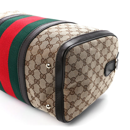 Gucci Monogram Selleria Calfskin Vintage Web Medium Boston Beige Ebony Cocoa 13 of 13