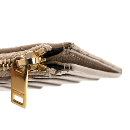 Saint Laurent Grain De Poudre Matelasse Chevron Monogram Fragments Zippered Card Case Deep Beige 9 of 13