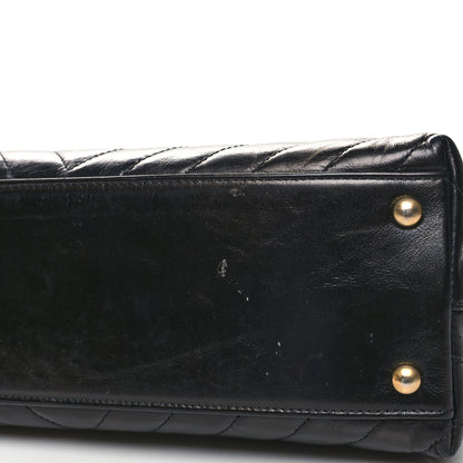 Chanel Calfskin Lizard Chevron Quilted Small Coco Handle Flap Black 12 of 12
