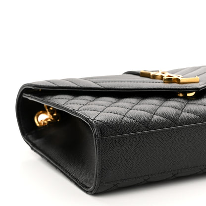 Saint Laurent Grain De Poudre Textured Mixed Matelasse Triquilt Medium Monogram Satchel Black 10 of 11