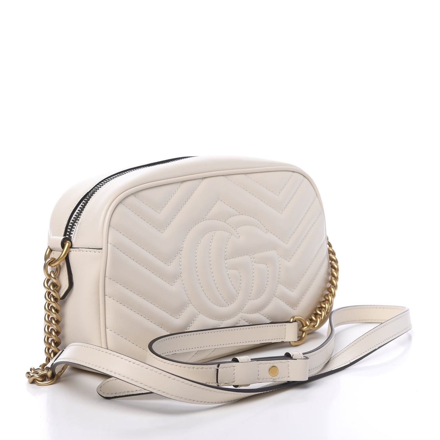 Calfskin Matelasse Small GG Marmont Chain Shoulder Bag White