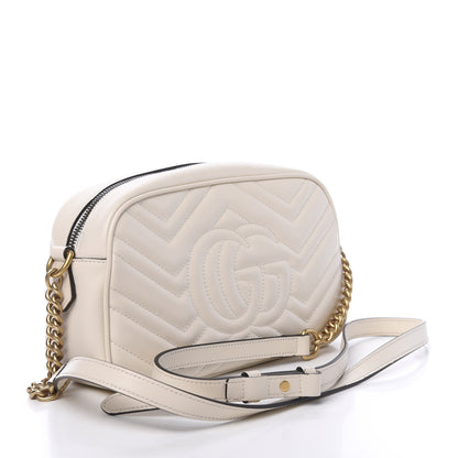 Gucci Calfskin Matelasse Small GG Marmont Chain Shoulder Bag White 3 of 12