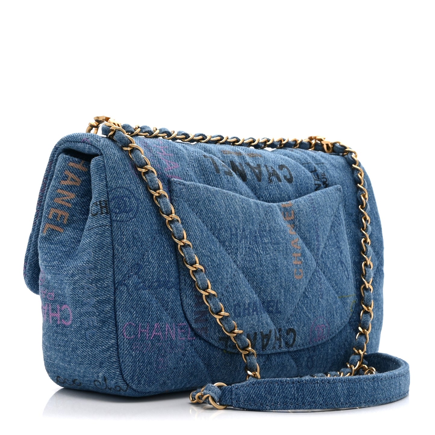 Denim Quilted Denim Large Mood Flap Blue Multicolor
