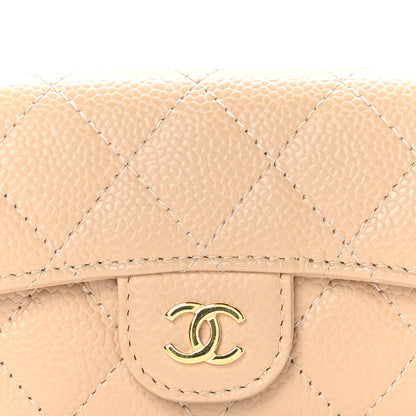 Chanel Caviar Quilted Flap Card Holder Wallet Beige 9 of 10