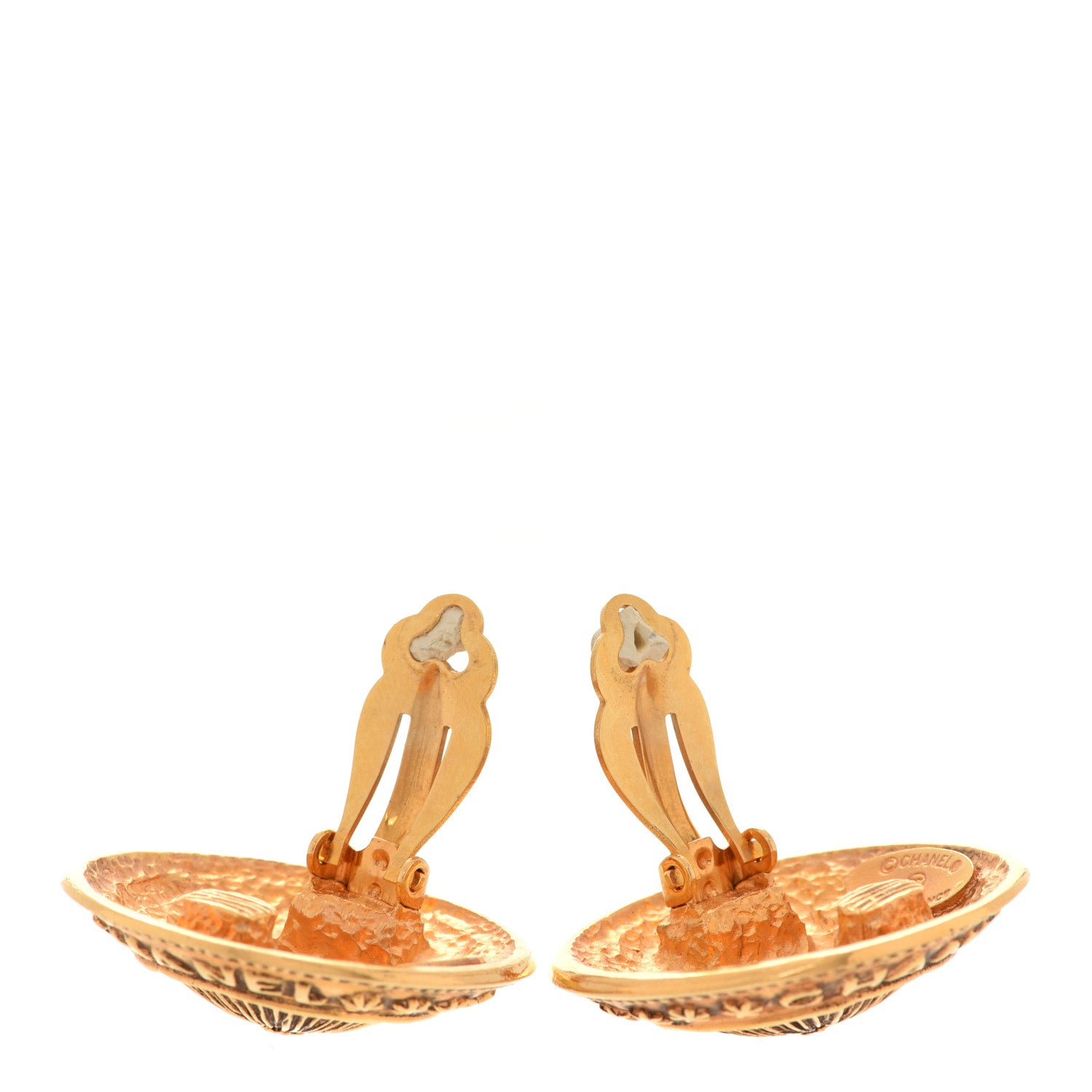Chanel CC Button Clip On Earrings Gold 3 of 5