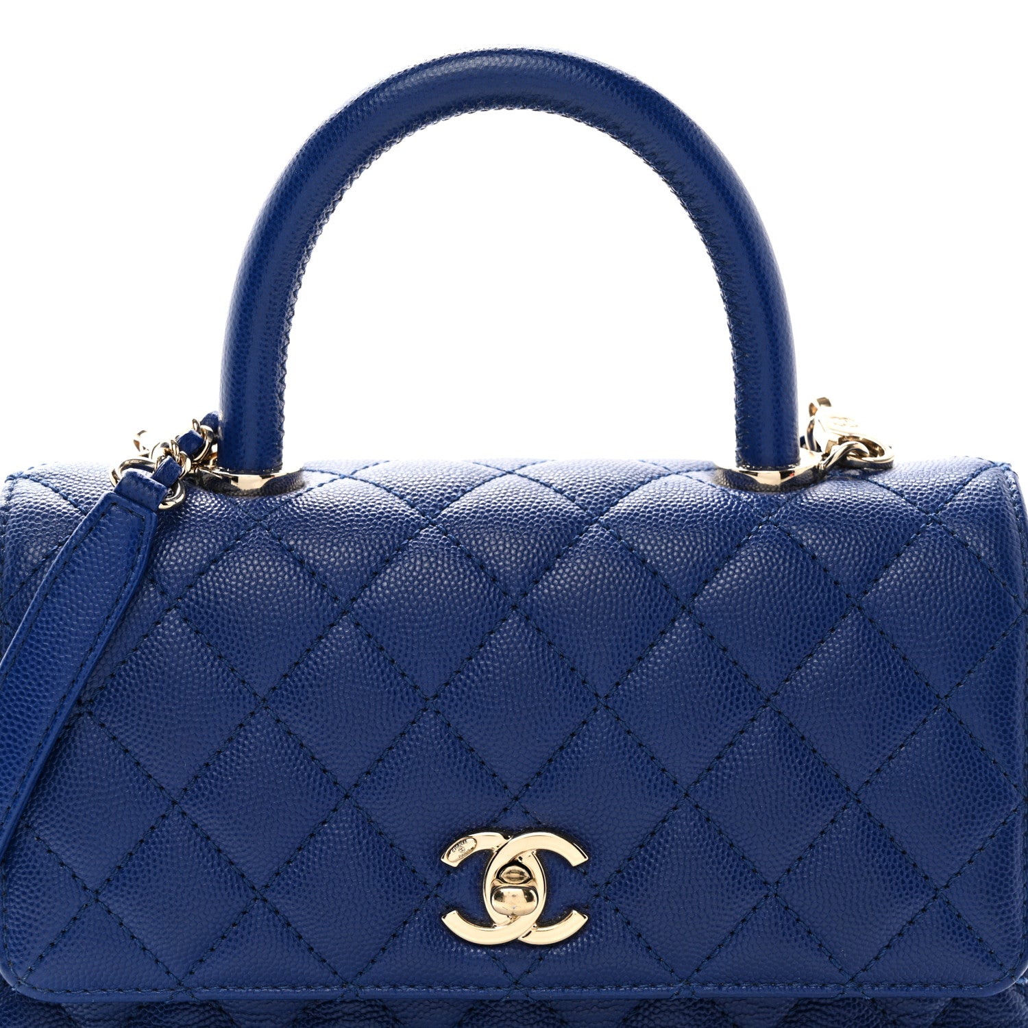 Chanel Caviar Quilted Mini Coco Handle Flap Blue 8 of 10