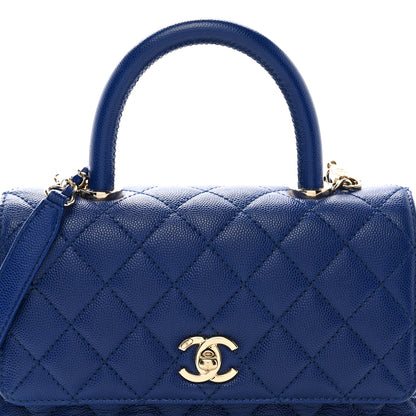 Chanel Caviar Quilted Mini Coco Handle Flap Blue 8 of 10