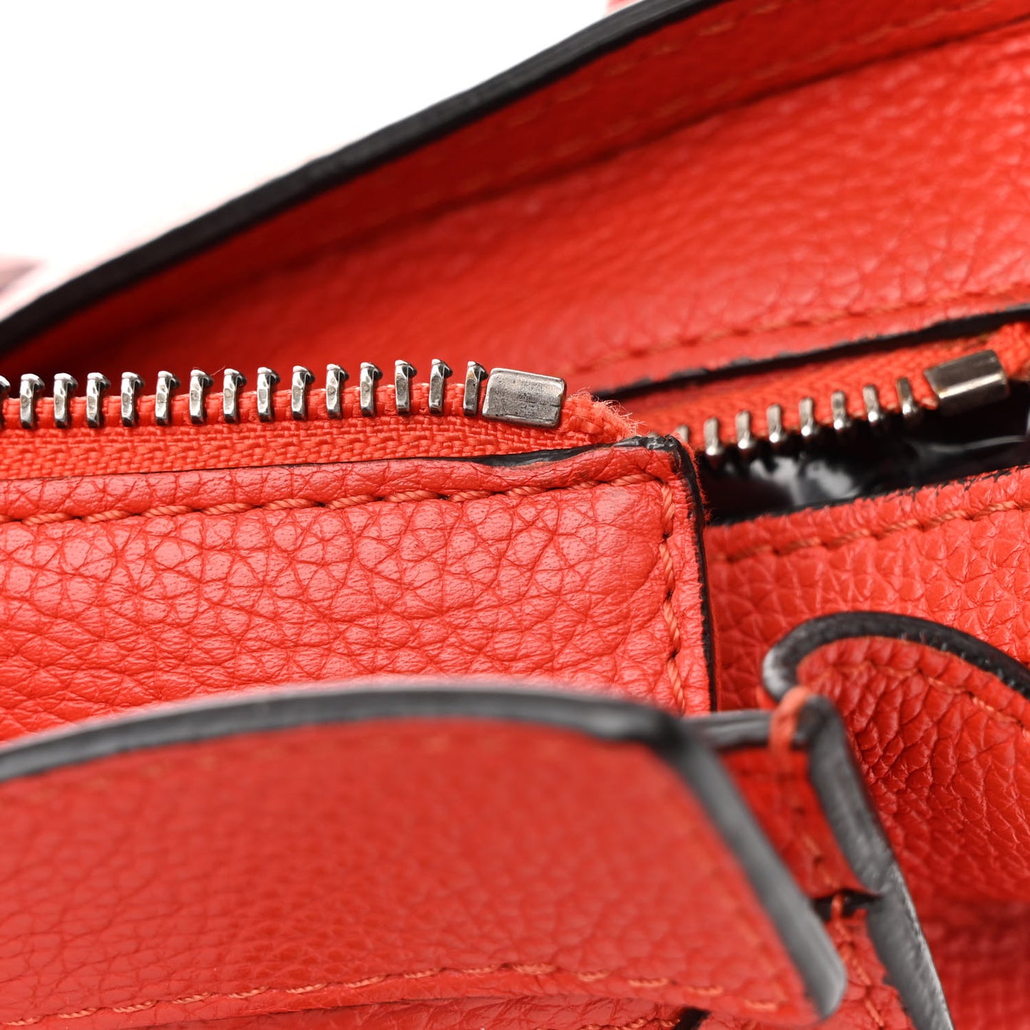 Drummed Calfskin Nano Luggage Red