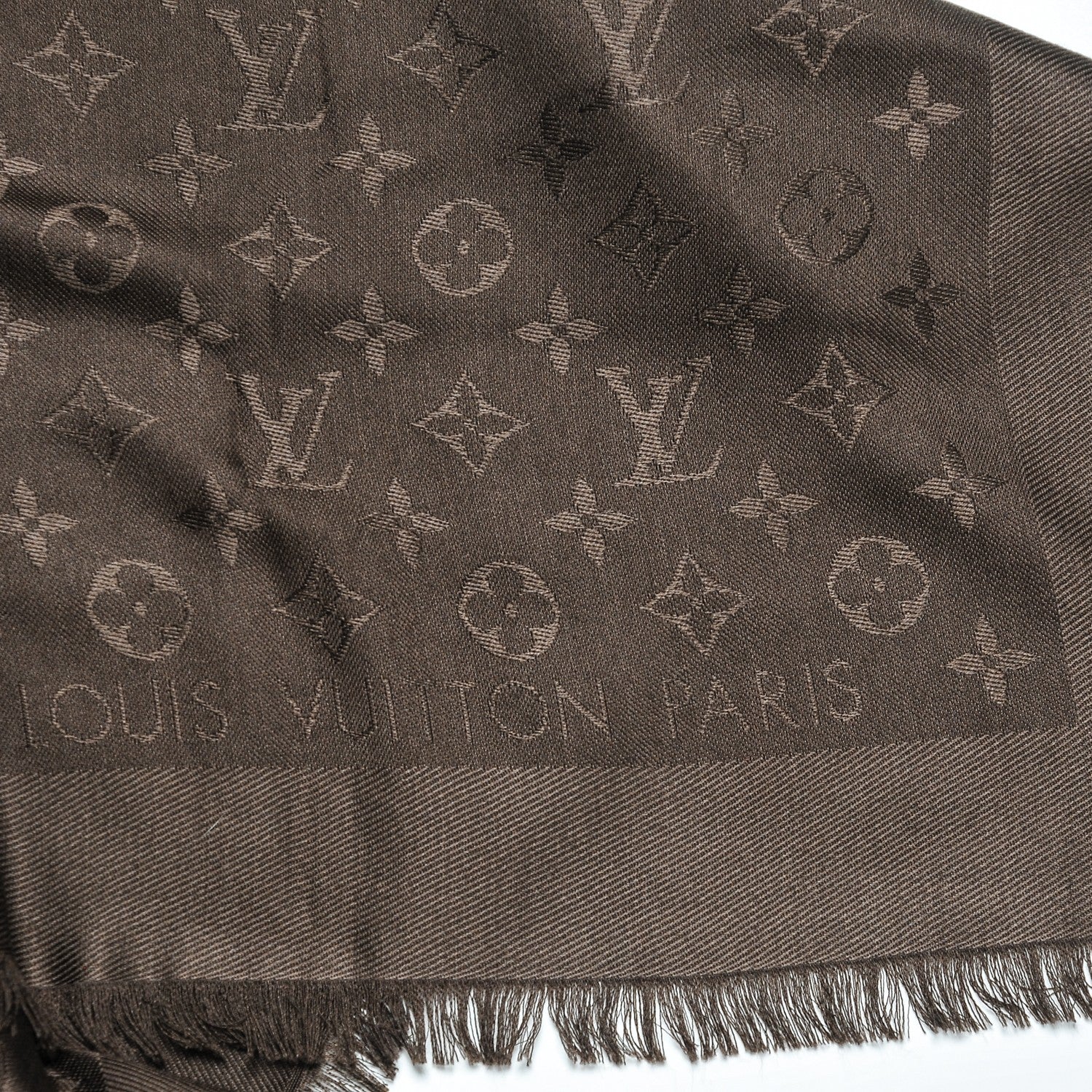 Louis Vuitton Wool Silk Monogram Shawl Chocolate 5 of 5