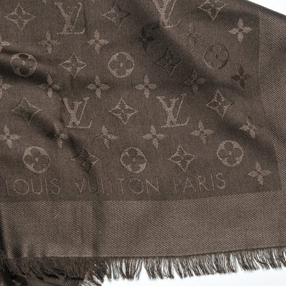 Louis Vuitton Wool Silk Monogram Shawl Chocolate 5 of 5