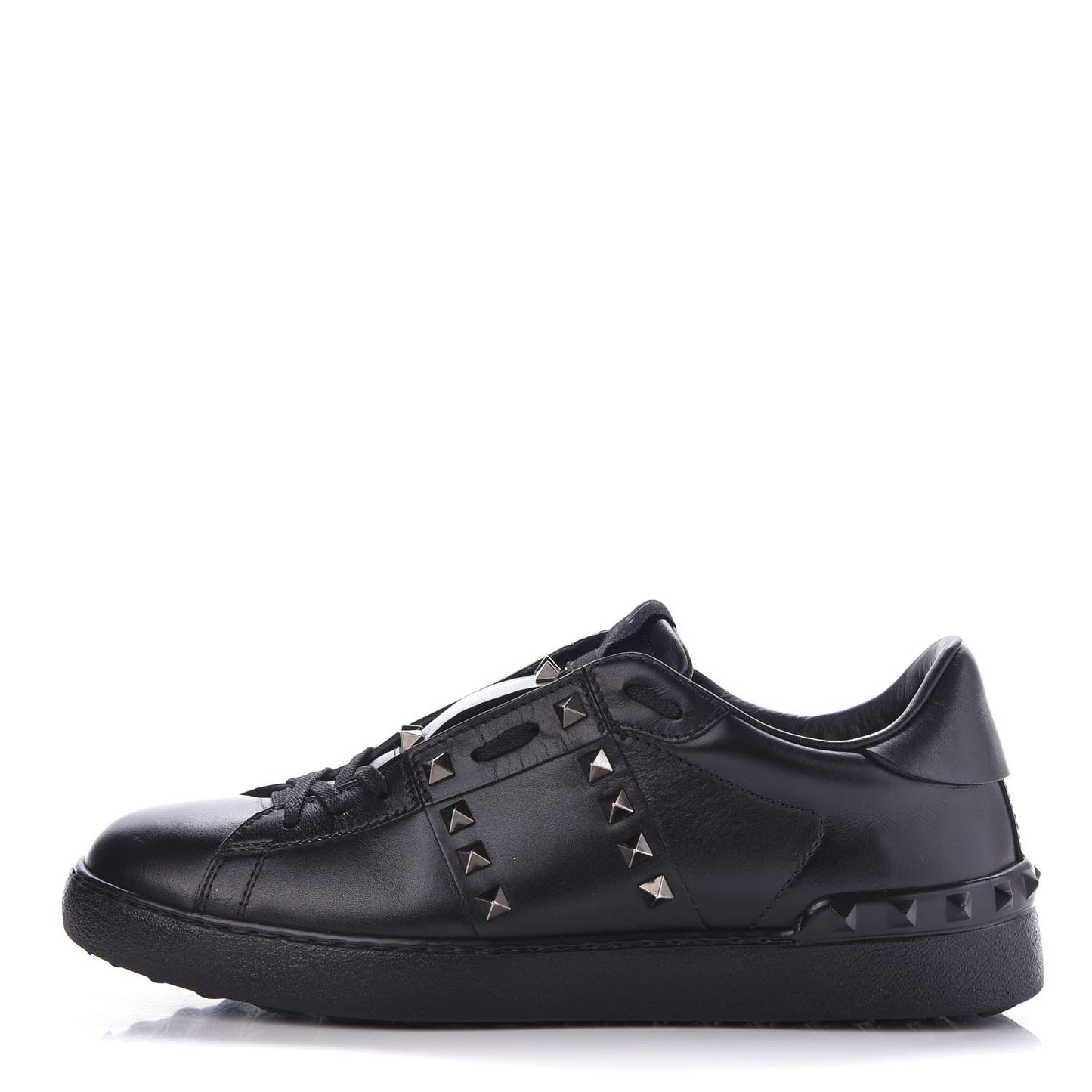 Calfskin Mens Rockstud Untitled Open Sneakers 39 Black
