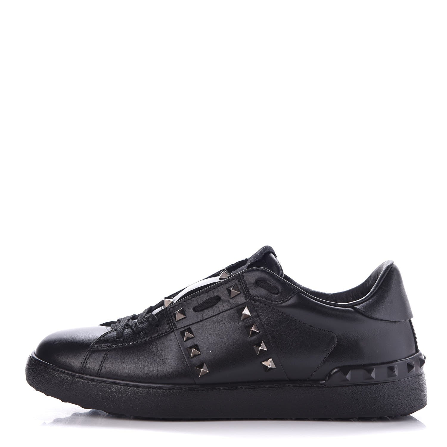 Valentino Garavani Calfskin Mens Rockstud Untitled Open Sneakers 39 Black 1 of 12