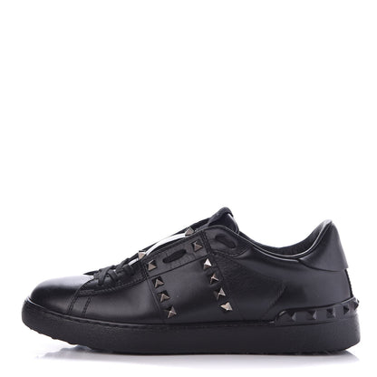 Valentino Garavani Calfskin Mens Rockstud Untitled Open Sneakers 39 Black 1 of 12