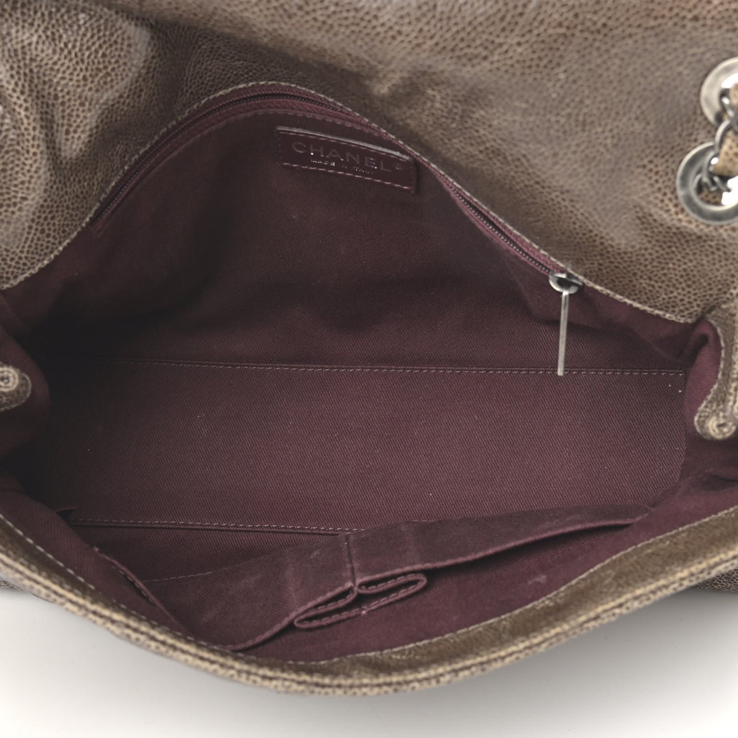 Crumpled Grained Calfskin Jumbo CC Crave Flap Beige