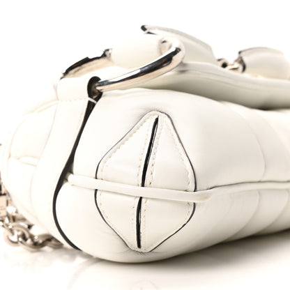 Gucci Nappa Vertical Matelasse Small Maxi Horsebit Chain Shoulder Bag Great White 9 of 10