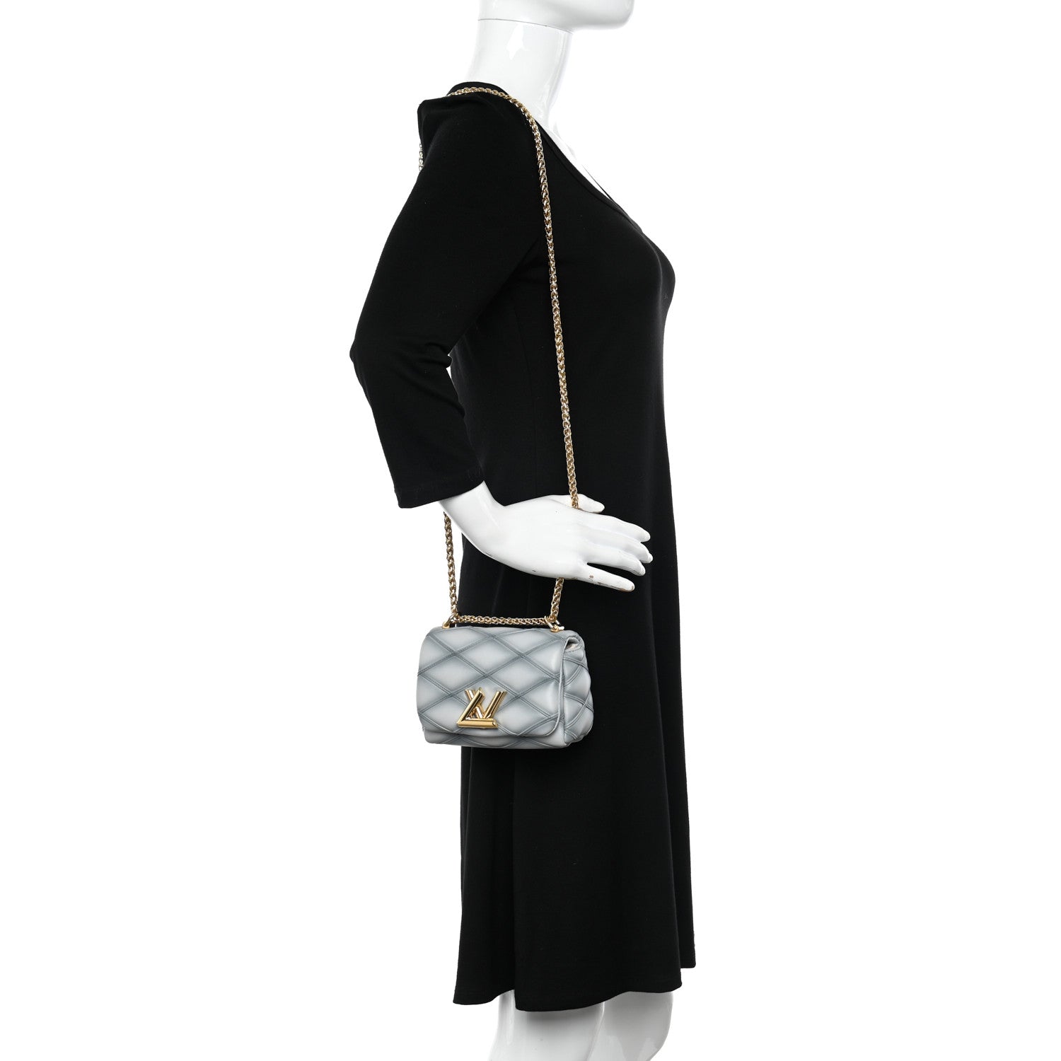 Louis Vuitton Lambskin Malletage Pico GO-14 Ecume Gray 2 of 9