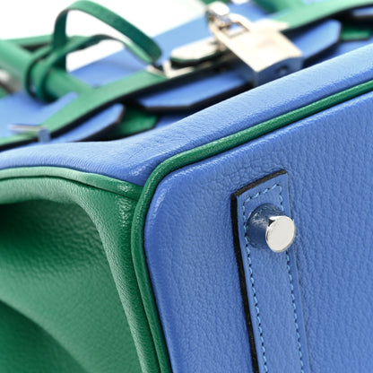 Hermes Chevre Mysore Horseshoe Birkin 30 Bleu Hydra Vert Bengale 9 of 12