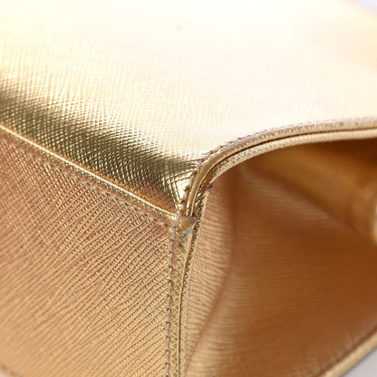 Prada Metallic Saffiano Top Handle Frame Bag Platino 15 of 18