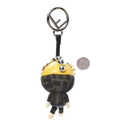 Fendi Shiny Nappa Zucca Pearl Fringe F is Fendi Space Monkey Bag Charm Sunflower Burro Tobacco 2 of 3