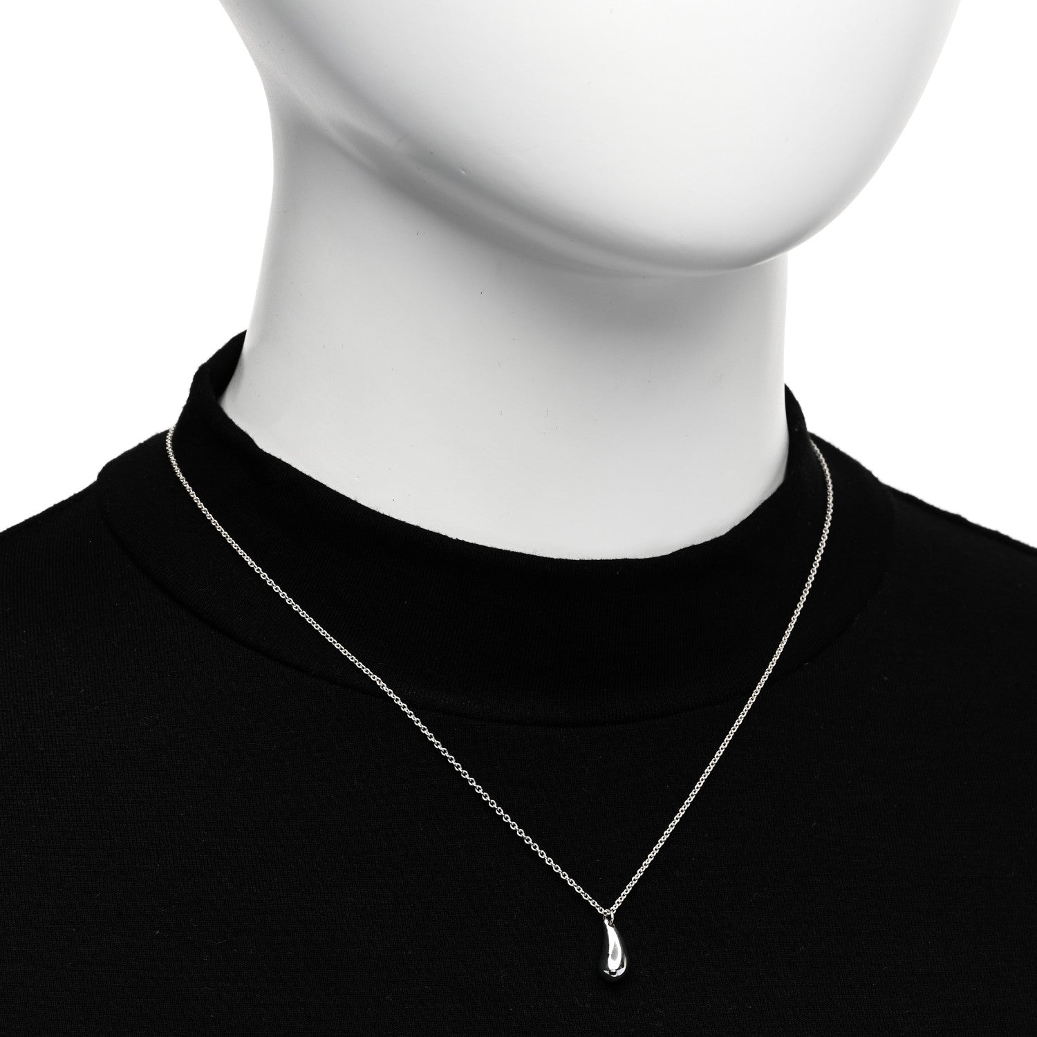 Tiffany Sterling Silver 12mm Elsa Peretti Teardrop Pendant Necklace 2 of 5
