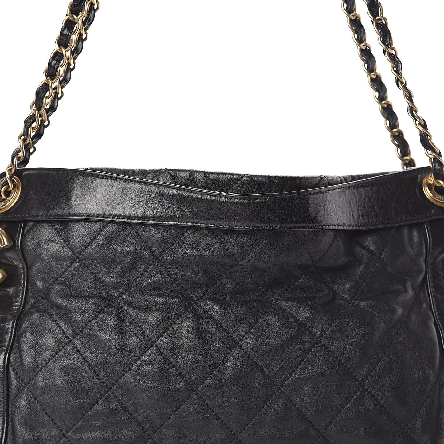 Calfskin Quilted Small In The Mix Shopping Tote Black