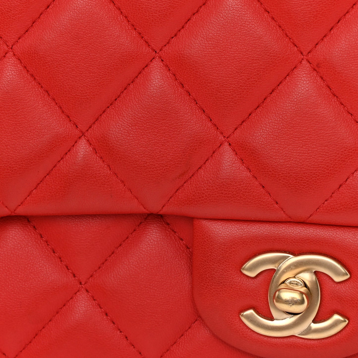 Lambskin Quilted Clutch with Chain Flap Red